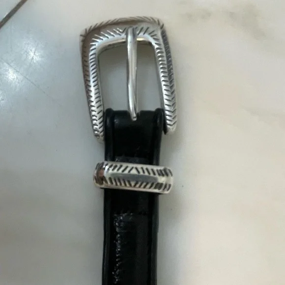 Brighton designer black leather multicolor beaded women’s size Medium 30” belt - Picture 2 of 6